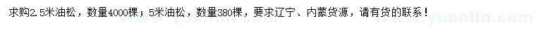 求購2.5、5米油松