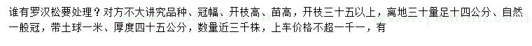 求購離地30量足14公分羅漢松