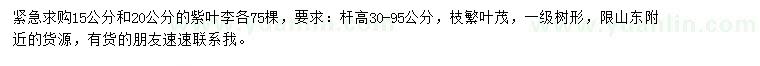 求購15、20公分紫葉李