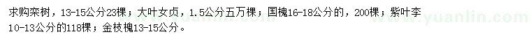 求購欒樹、大葉女貞、國槐等
