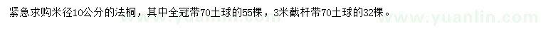 求購米徑10公分法桐