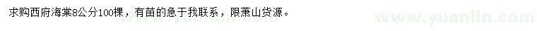 求購8公分西府海棠