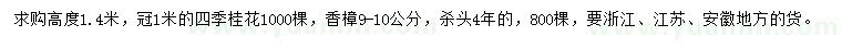 求購四季桂花、香樟