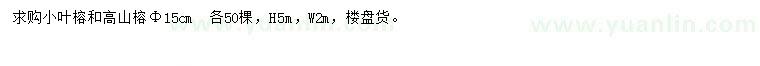 求購胸徑15公分小葉榕和高山榕