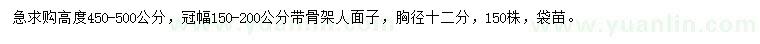 求購胸徑12公分人面子