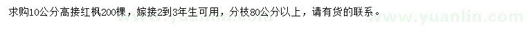 求購10公分高接紅楓