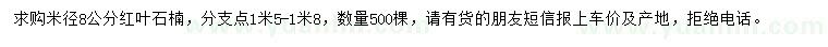 求購米徑8公分紅葉石楠