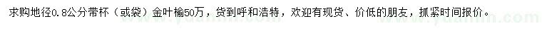 求購地徑0.8公分金葉榆