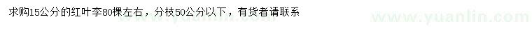 求購(gòu)15公分紅葉李
