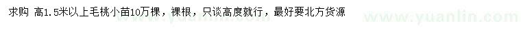 求購高1.5米以上毛桃小苗