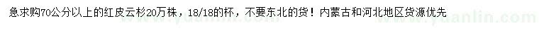 求購70公分以上紅皮云杉