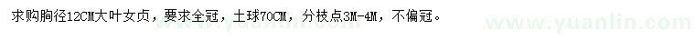 求購胸徑12公分大葉女貞