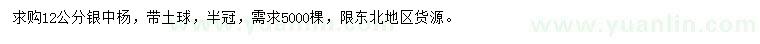 求購12公分銀中楊