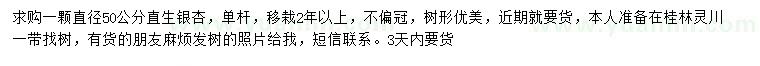 求購直徑50公分直生銀杏