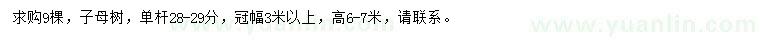 求購(gòu)單桿28-29公分子母樹