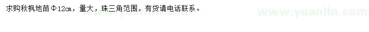 求購胸徑12公分秋楓地苗