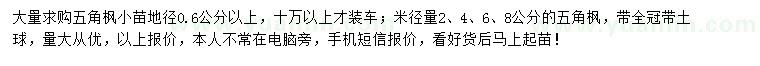 求購(gòu)五角楓小苗、五角楓