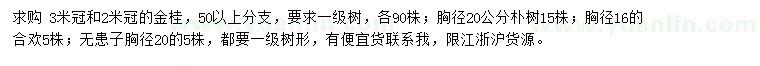 求購金桂、樸樹、合歡等
