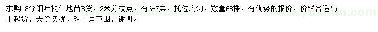 求購(gòu)18公分細(xì)葉欖仁