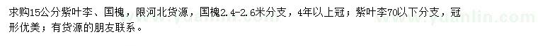 求購15公分紫葉李、國槐
