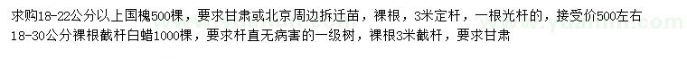 求購國槐、白蠟、旱柳等