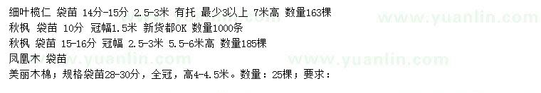 求購細(xì)葉欖仁、秋楓、鳳凰木等