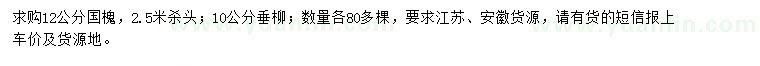 求購12公分國槐、10公分垂柳