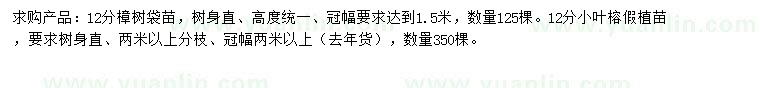 求購12公分樟樹、小葉榕
