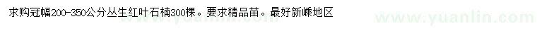 求購冠幅200-350公分叢生紅葉石楠
