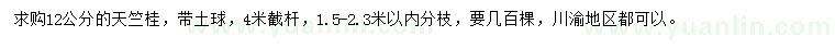 求購(gòu)12公分天竺桂