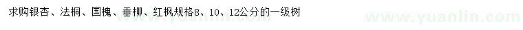 求購(gòu)銀杏、法桐、國(guó)槐等