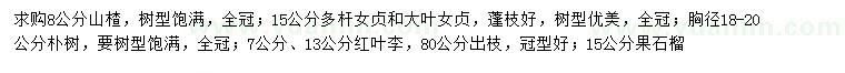 求購(gòu)山楂、大葉女貞、樸樹等