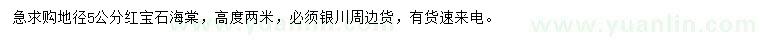 求購地徑5公分紅寶石海棠