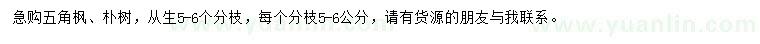 求購五角楓、樸樹