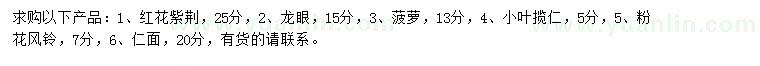 求購紅花紫荊、龍眼、菠蘿等