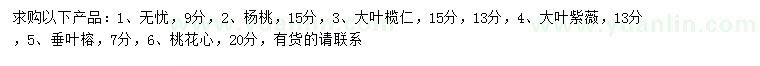 求購無憂、楊桃、大葉欖仁等