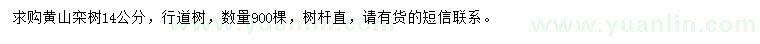 求購(gòu)14公分黃山欒樹