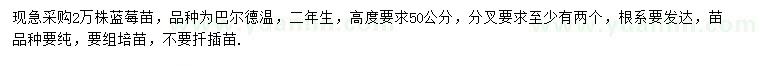 求購高度要求50公分巴爾德溫藍(lán)莓苗