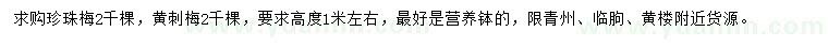 求購高1米左右珍珠梅、黃刺梅