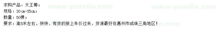 求購30-35公分大王椰
