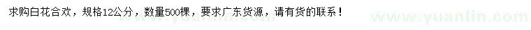 求購12公分白花合歡