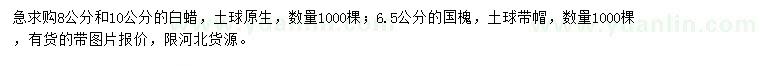 求購8、10公分白蠟、6.5公分國槐