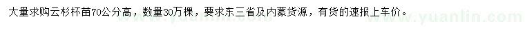 求購高70公分云杉
