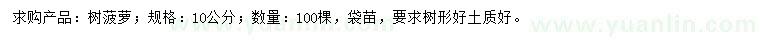 求購10公分樹菠蘿