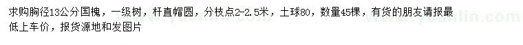 求購胸徑13公分國槐