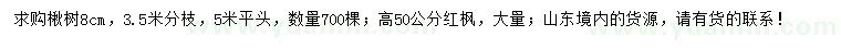 求購8公分楸樹、高50公分紅楓