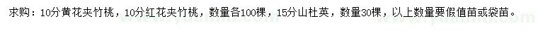 求購(gòu)黃花夾竹桃、紅花夾竹桃、山杜英