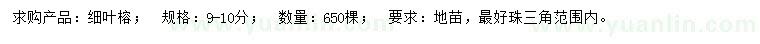 求購9-10公分細(xì)葉榕