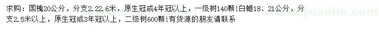 求購20公分國槐、18、21公分白蠟