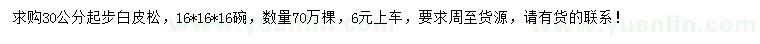 求購30公分以上白皮松